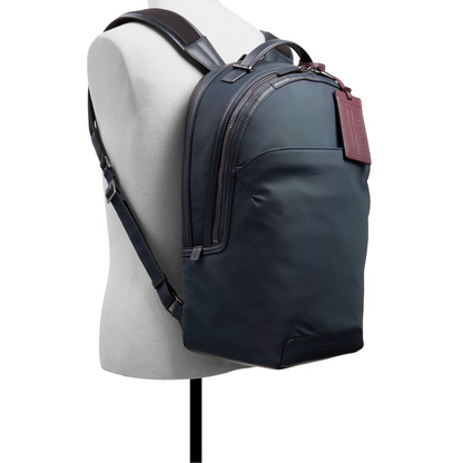 Ted Baker XADEN - Nylon Leather Trim Double Zip Backpack NAVY
