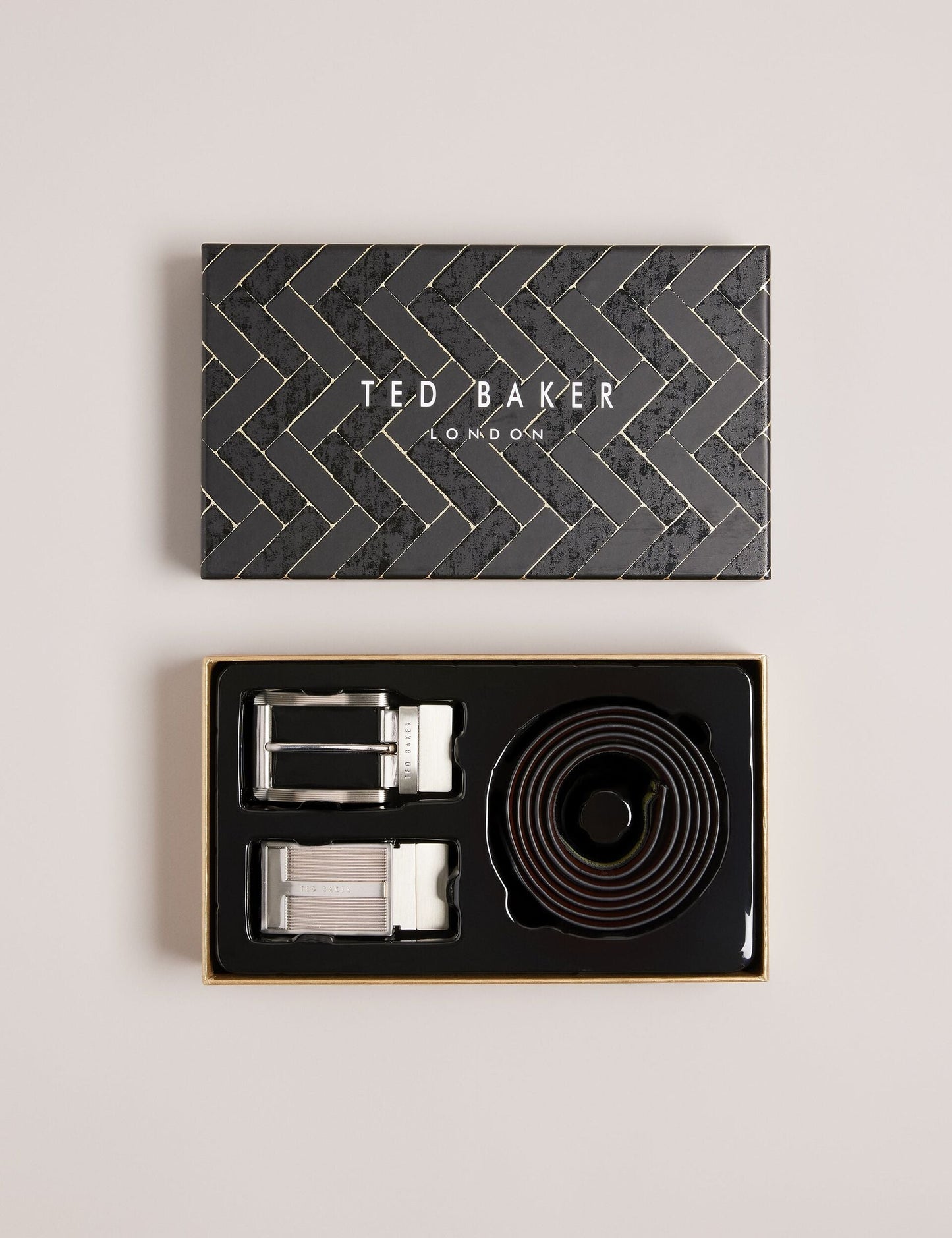 Ted Baker NEWBEY 2-in-1 Reversible Leather Belt Gift Set BLACK