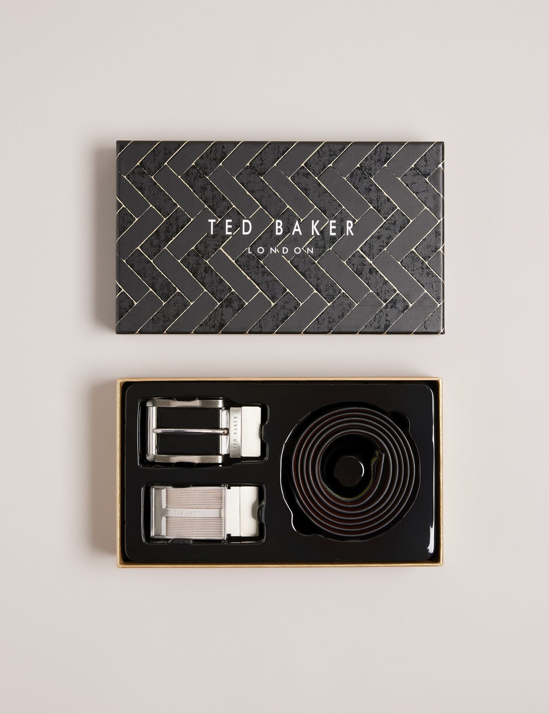 Ted Baker NEWBEY 2-in-1 Reversible Leather Belt Gift Set BLACK