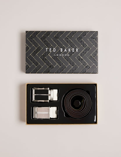 Ted Baker NEWBEY 2-in-1 Reversible Leather Belt Gift Set BLACK