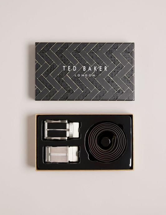 Ted Baker NEWBEY 2-in-1 Reversible Leather Belt Gift Set BLACK