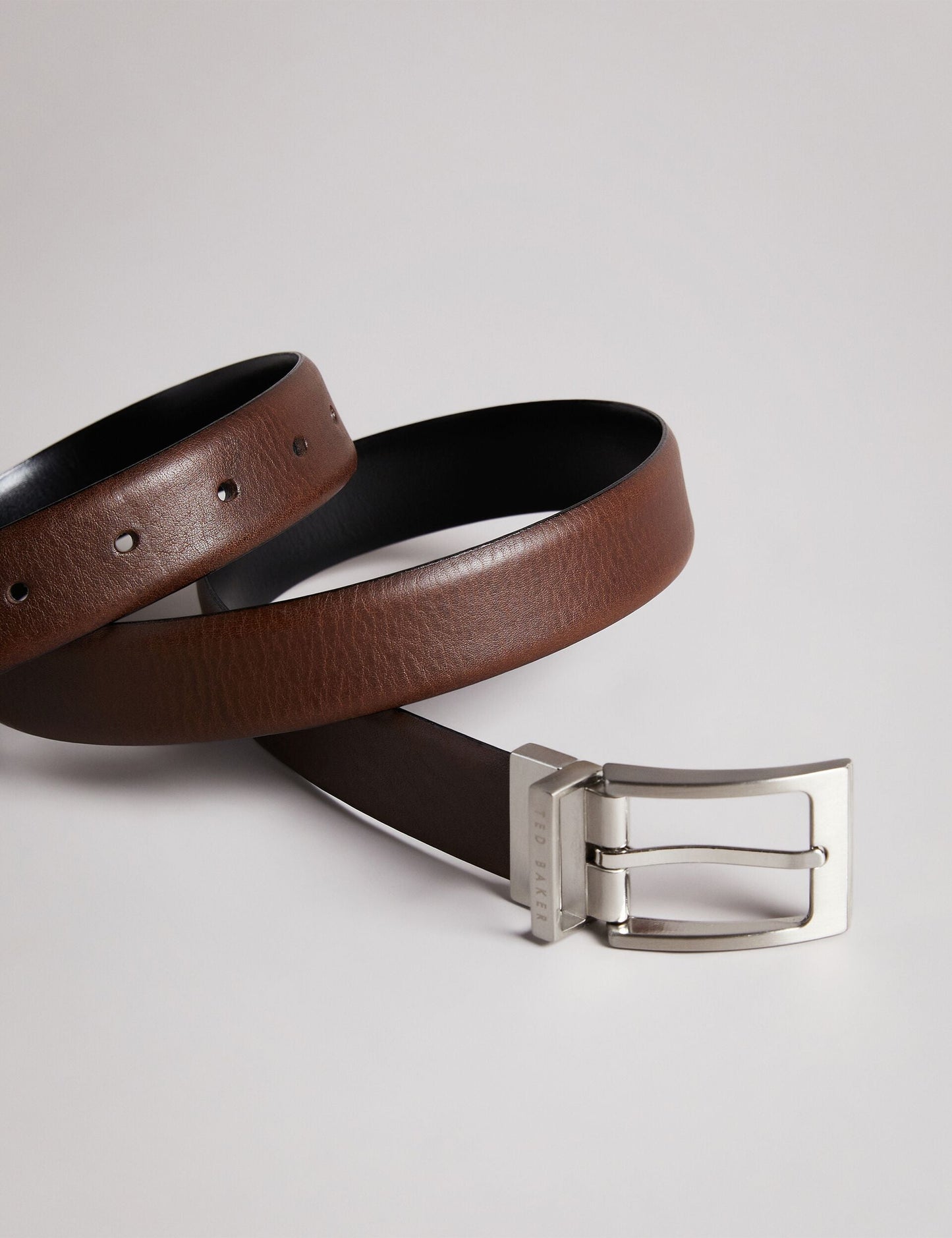 Ted Baker KARMER - Brown Reversible Polished Leather Belt CHOCOLATE