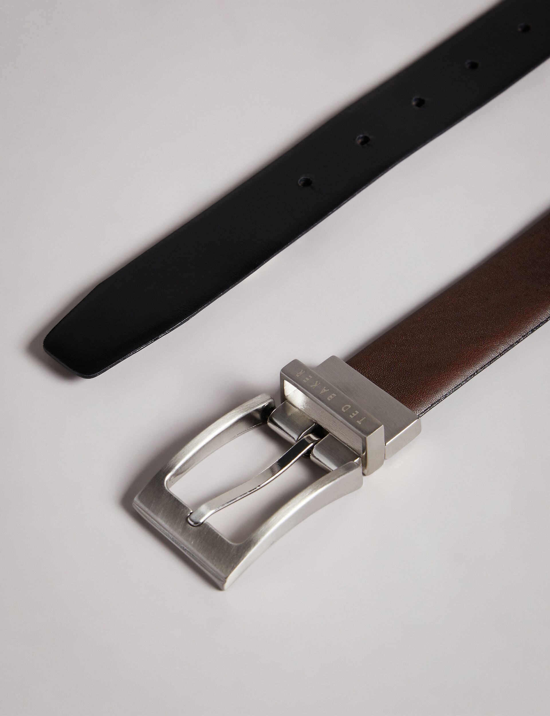Ted Baker KARMER - Brown Reversible Polished Leather Belt CHOCOLATE