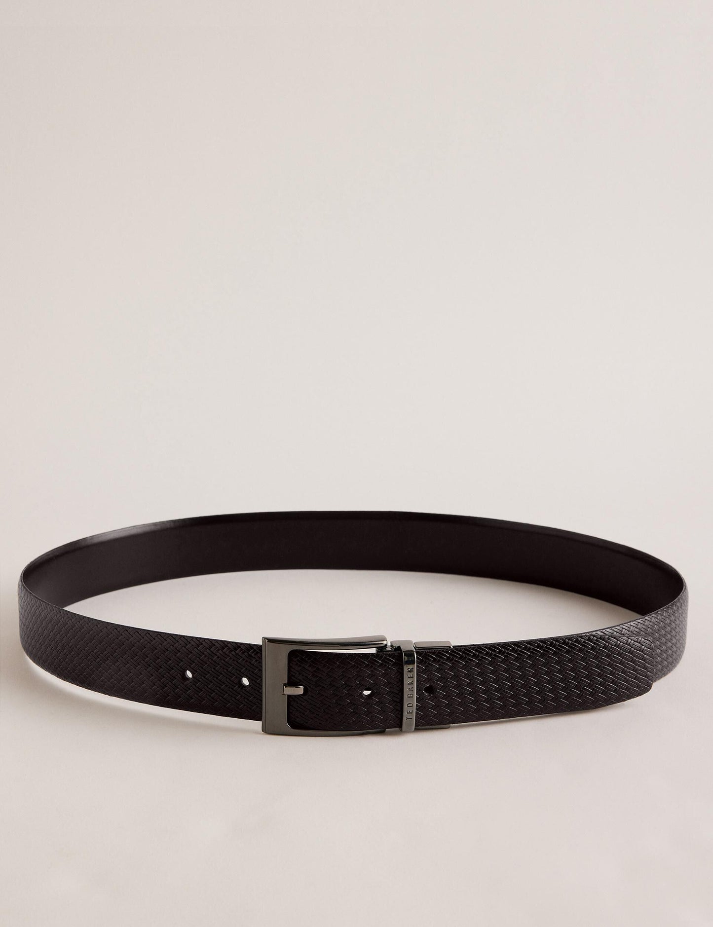 Ted Baker WAIDE - Woven Texture Leather Belt CHOCOLATE