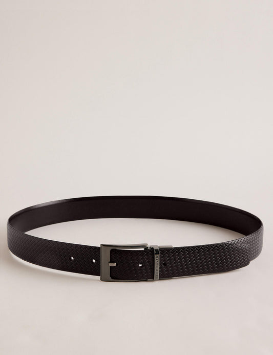 Ted Baker WAIDE - Woven Texture Leather Belt CHOCOLATE