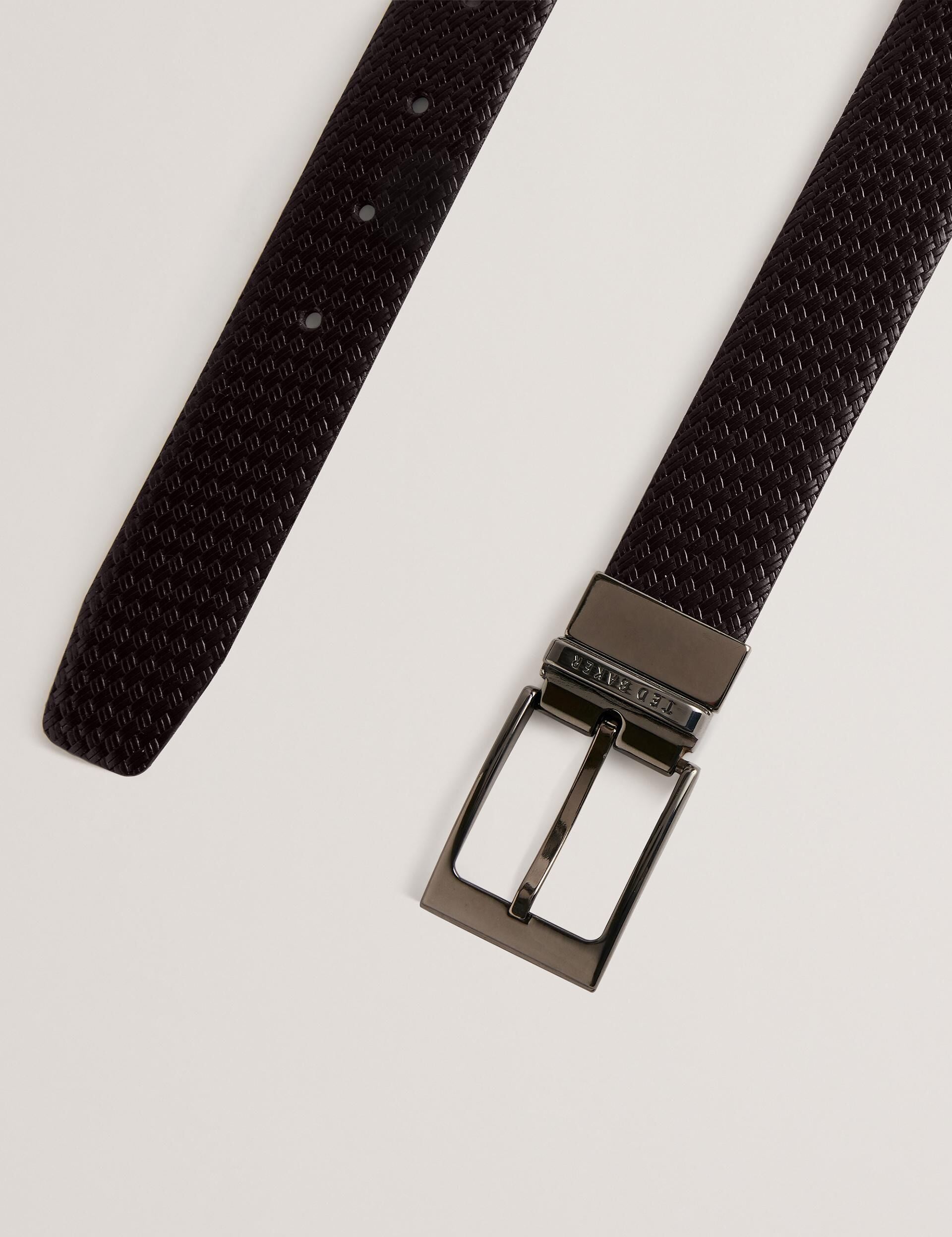 Ted Baker WAIDE - Woven Texture Leather Belt CHOCOLATE