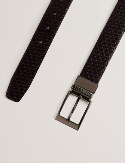 Ted Baker WAIDE - Woven Texture Leather Belt CHOCOLATE