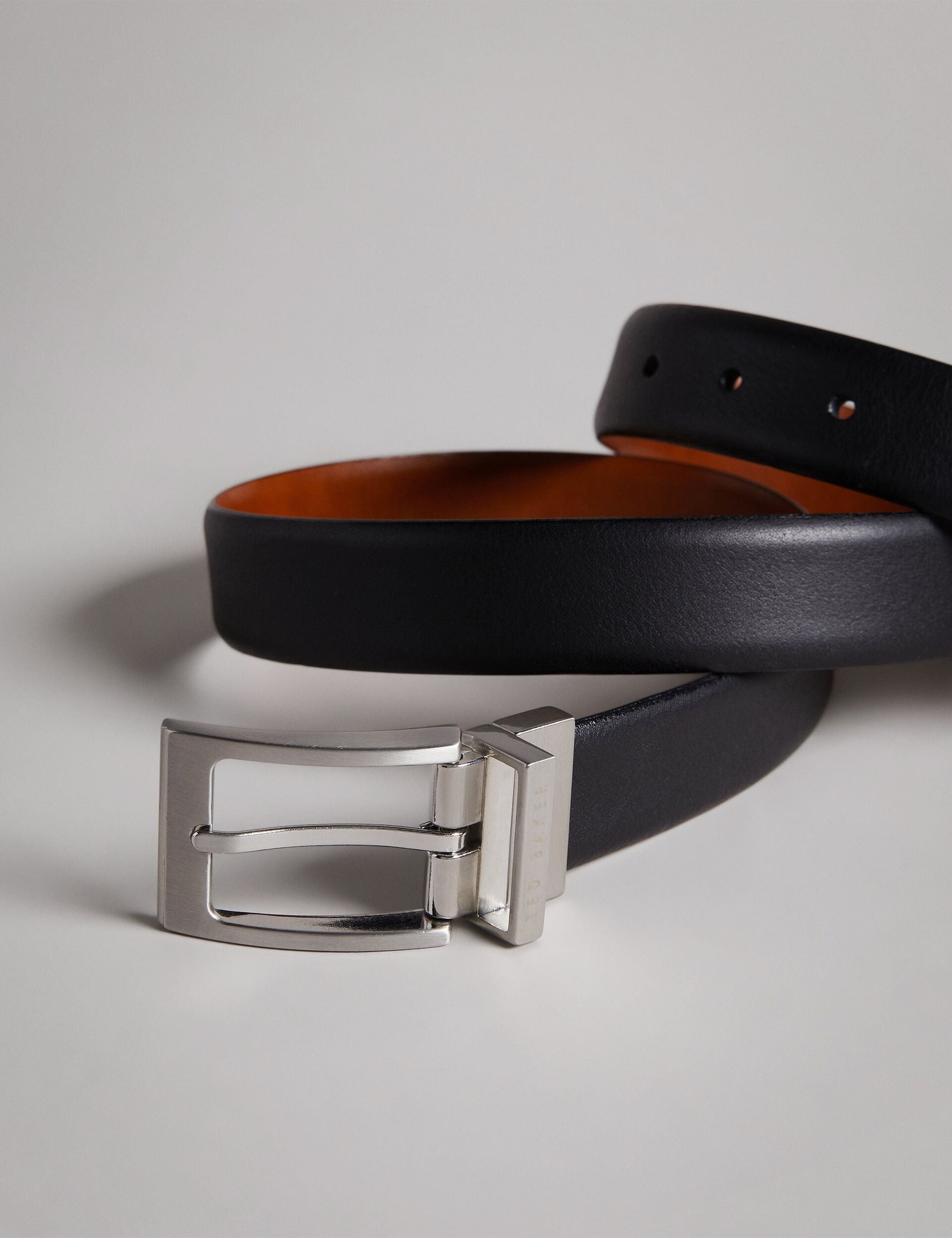 Ted Baker KARMER - Black Reversible Polished Leather Belt BLACK