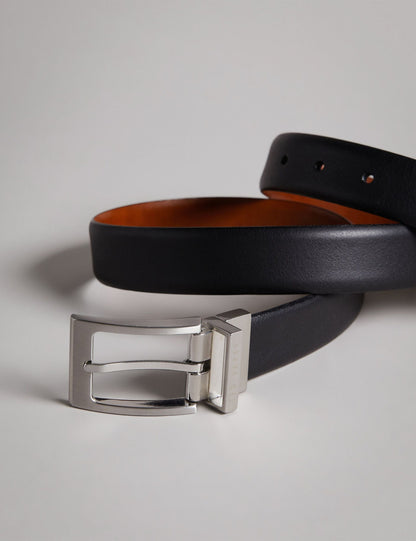 Ted Baker KARMER - Black Reversible Polished Leather Belt BLACK