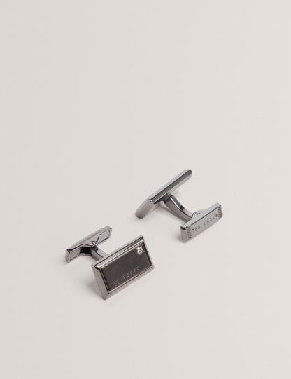 Ted Baker KRISTOL Crystal Detail Brushed Metal Cufflinks GUNMETAL