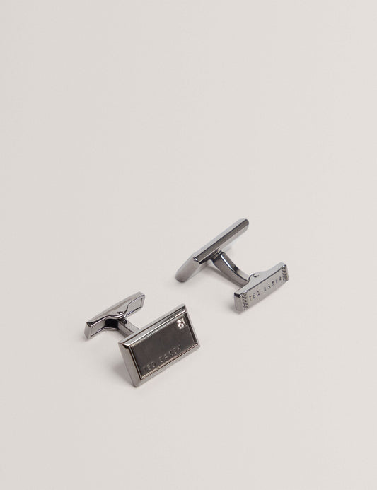 Ted Baker KRISTOL Crystal Detail Brushed Metal Cufflinks GUNMETAL