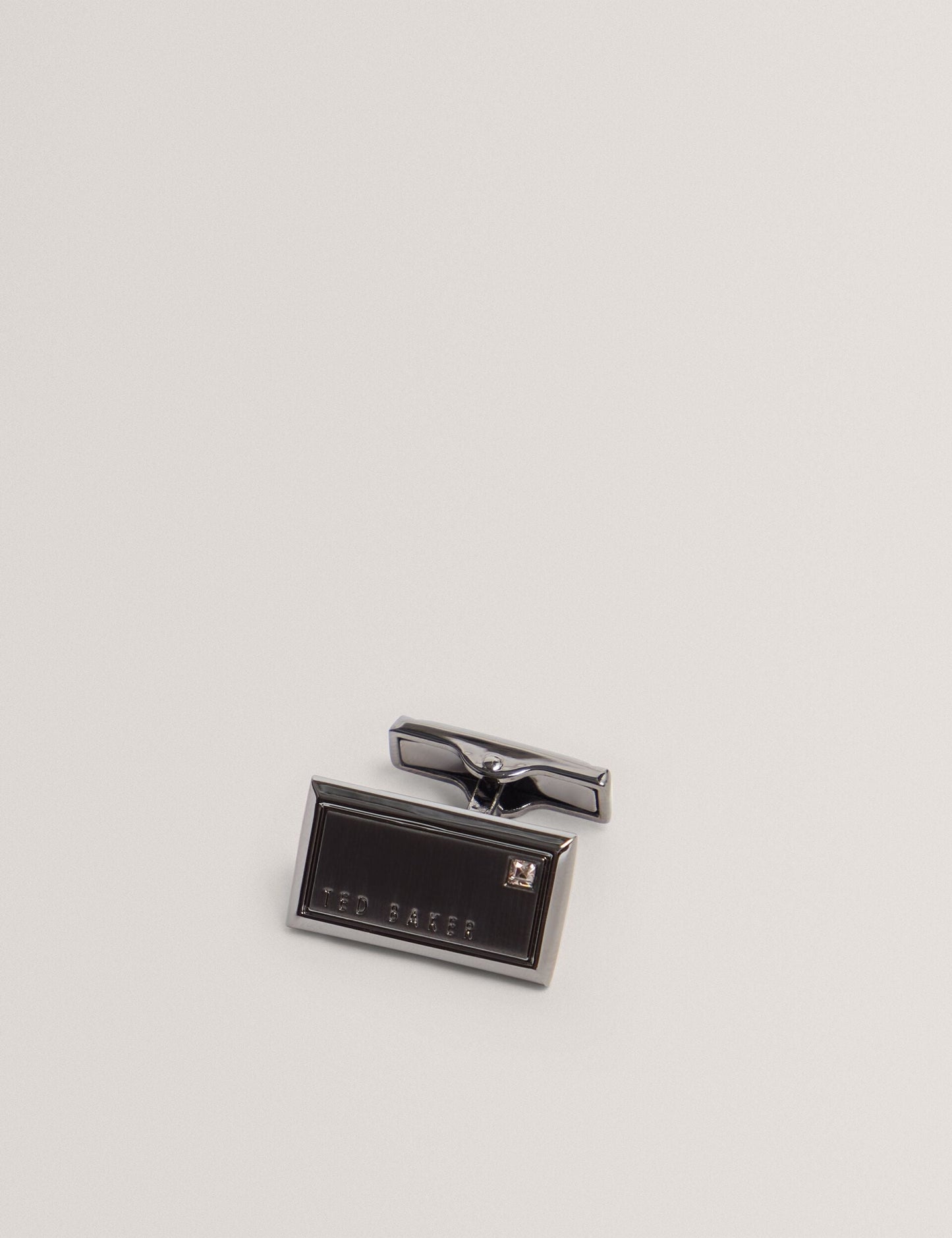 Ted Baker KRISTOL Crystal Detail Brushed Metal Cufflinks GUNMETAL