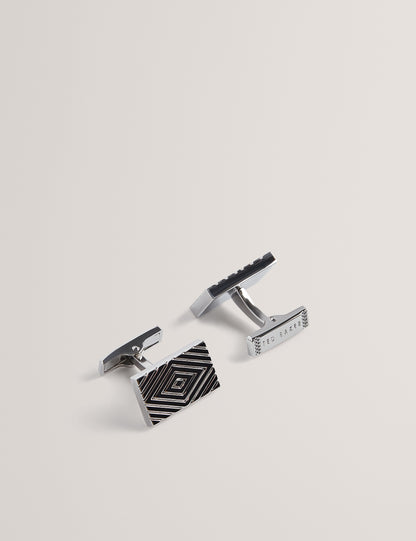 Ted Baker DIAMONT - Engraved Diamond Pattern Cufflinks SILVER