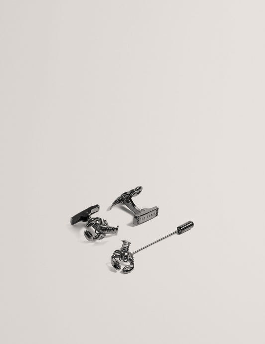 Ted Baker MARIINE - Lobster Cufflinks & Lapel Pin Set GUNMETAL