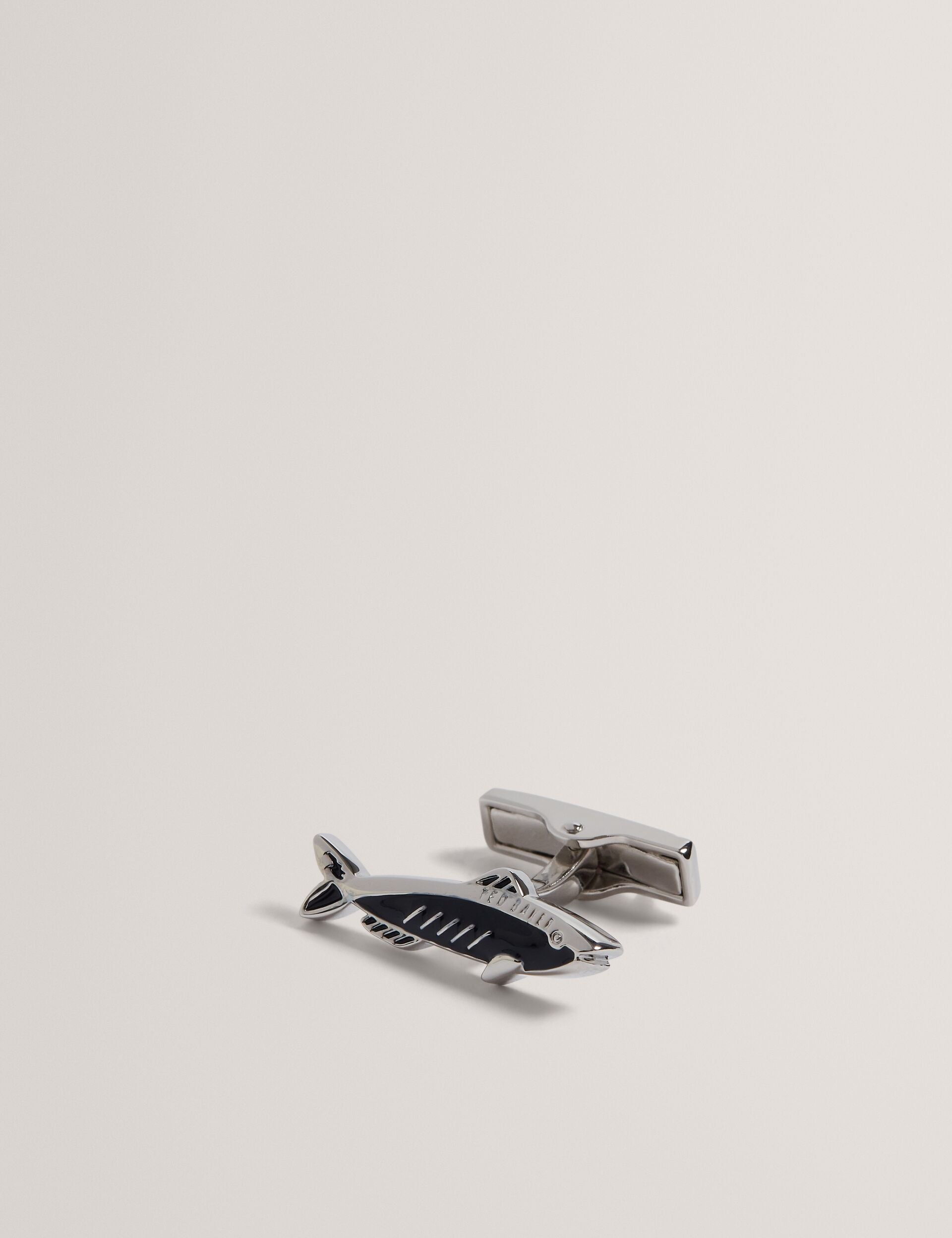 Ted Baker KIPPER - Fish Shape Branded Metal Cufflinks SILVER