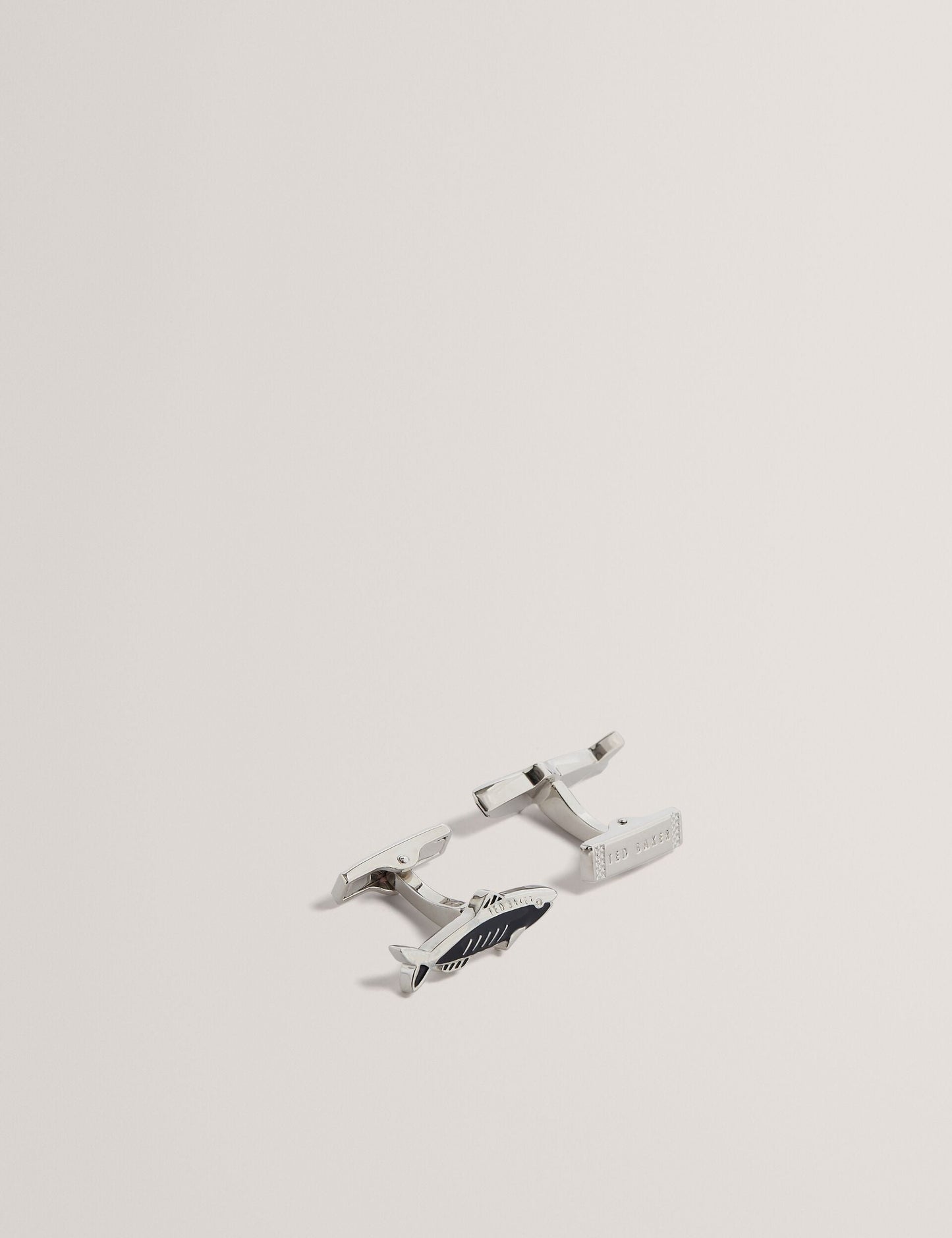 Ted Baker KIPPER - Fish Shape Branded Metal Cufflinks SILVER