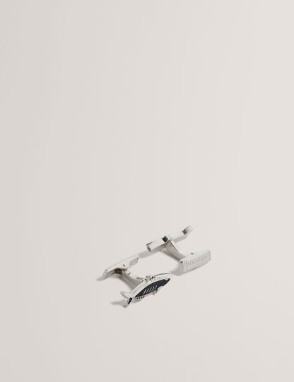 Ted Baker KIPPER - Fish Shape Branded Metal Cufflinks SILVER