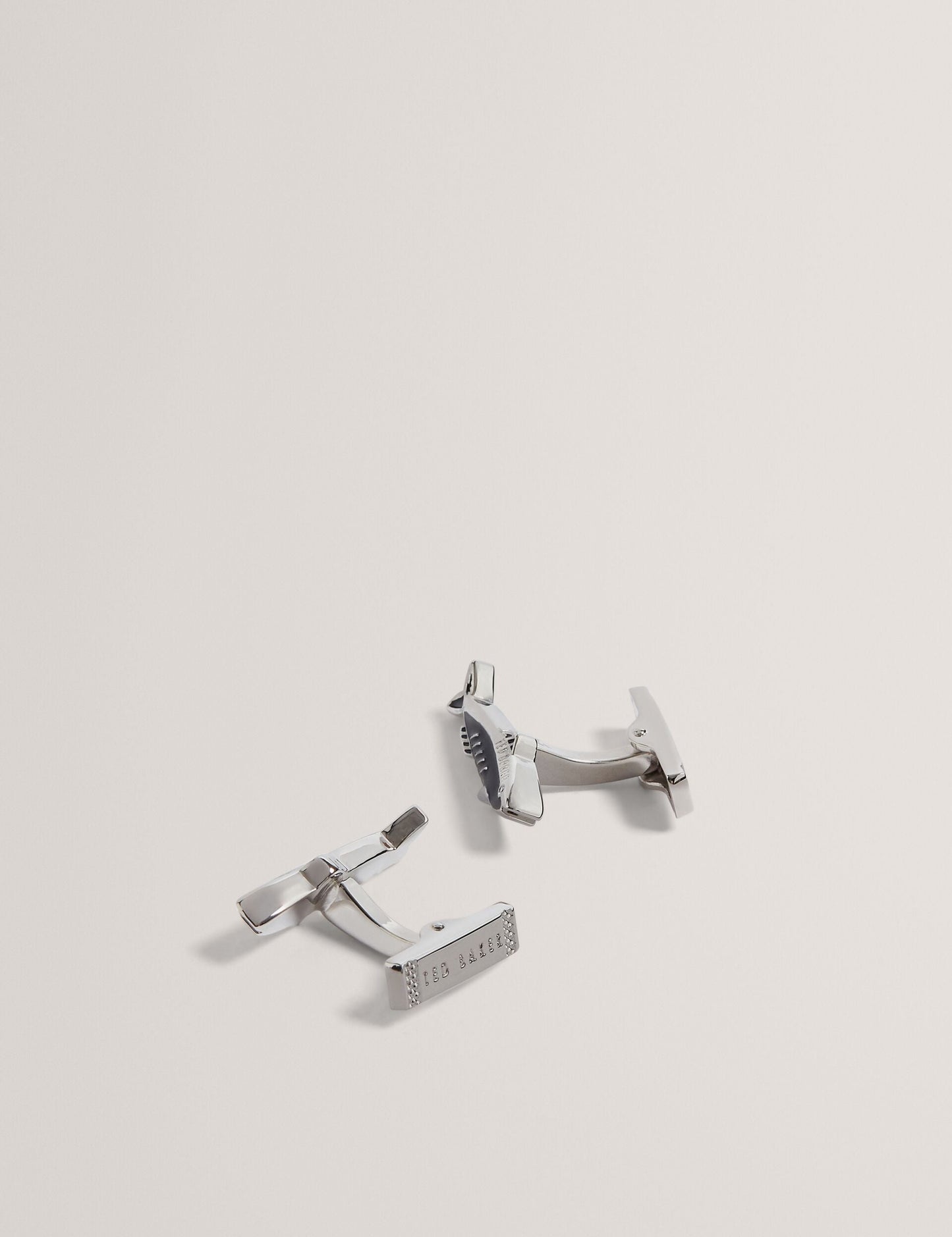 Ted Baker KIPPER - Fish Shape Branded Metal Cufflinks SILVER