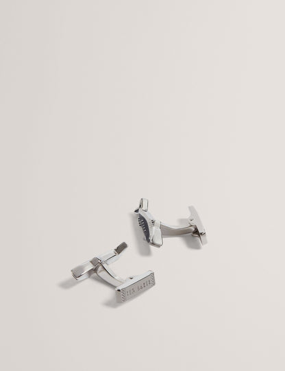 Ted Baker KIPPER - Fish Shape Branded Metal Cufflinks SILVER