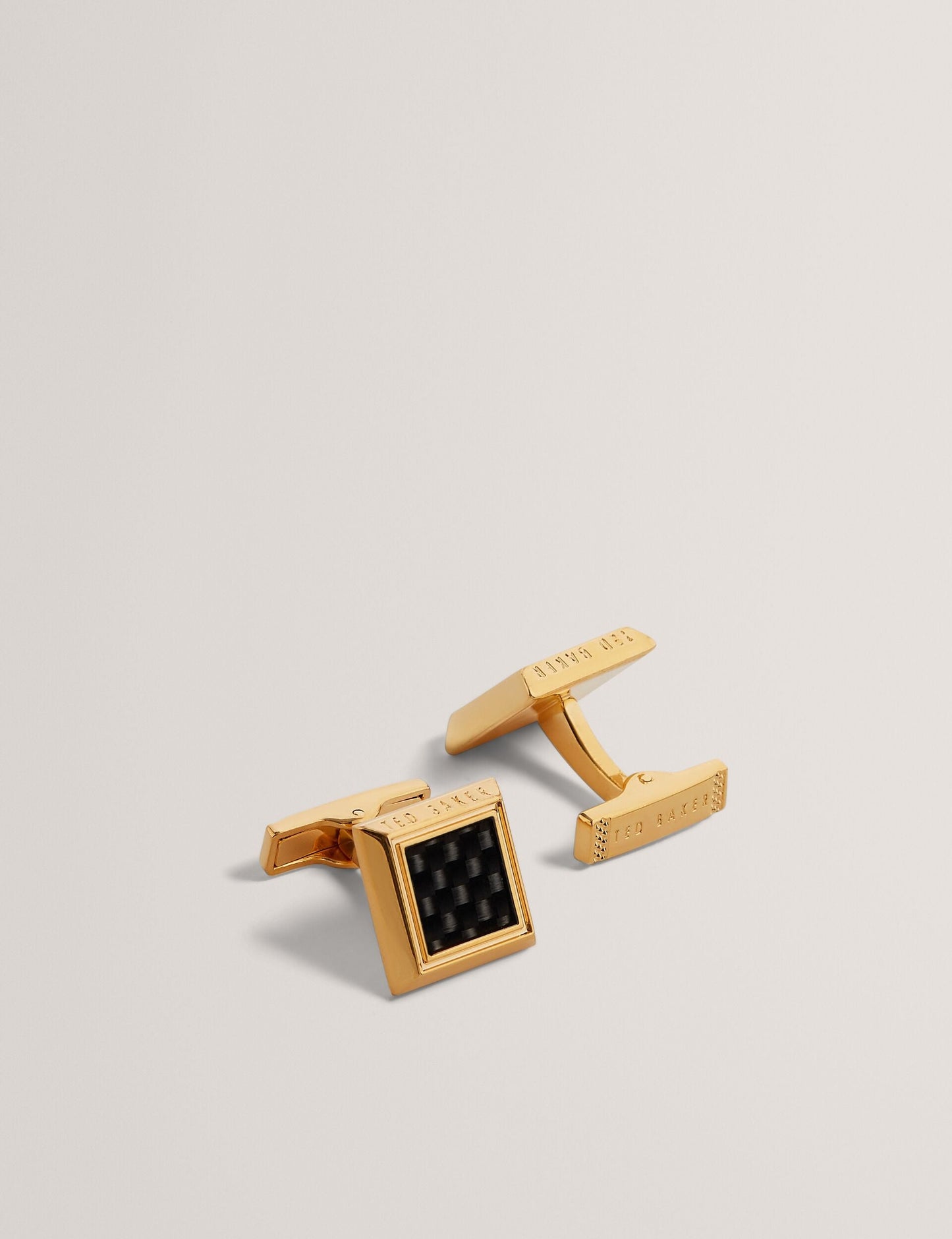 Ted Baker CARDER - Carbon Fibre Centre Square Cufflinks GOLD