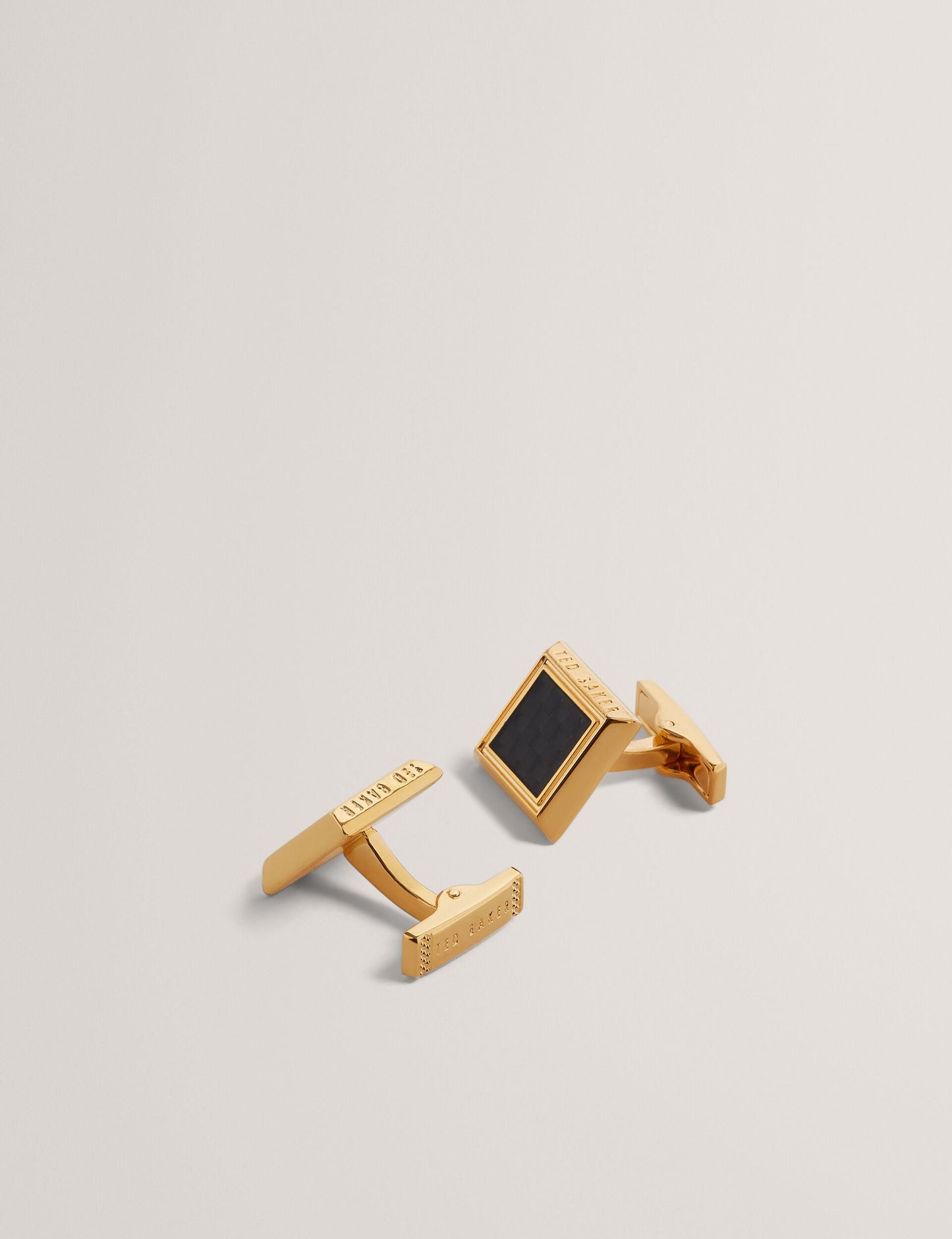 Ted Baker CARDER - Carbon Fibre Centre Square Cufflinks GOLD