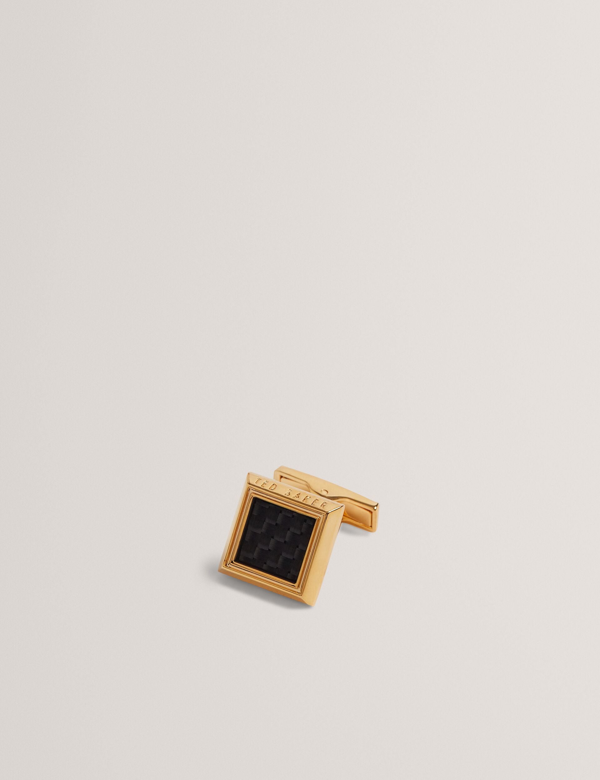 Ted Baker CARDER - Carbon Fibre Centre Square Cufflinks GOLD