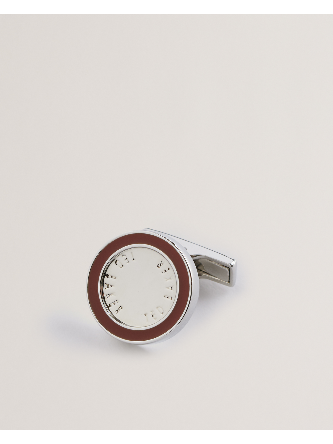 Ted Baker RAYLAN - Colour Border Branded Round Cufflinks SILVER