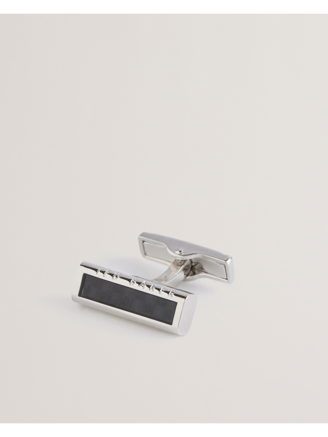 Ted Baker CARBIE - Carbon Fibre Bar Metal Cufflinks SILVER