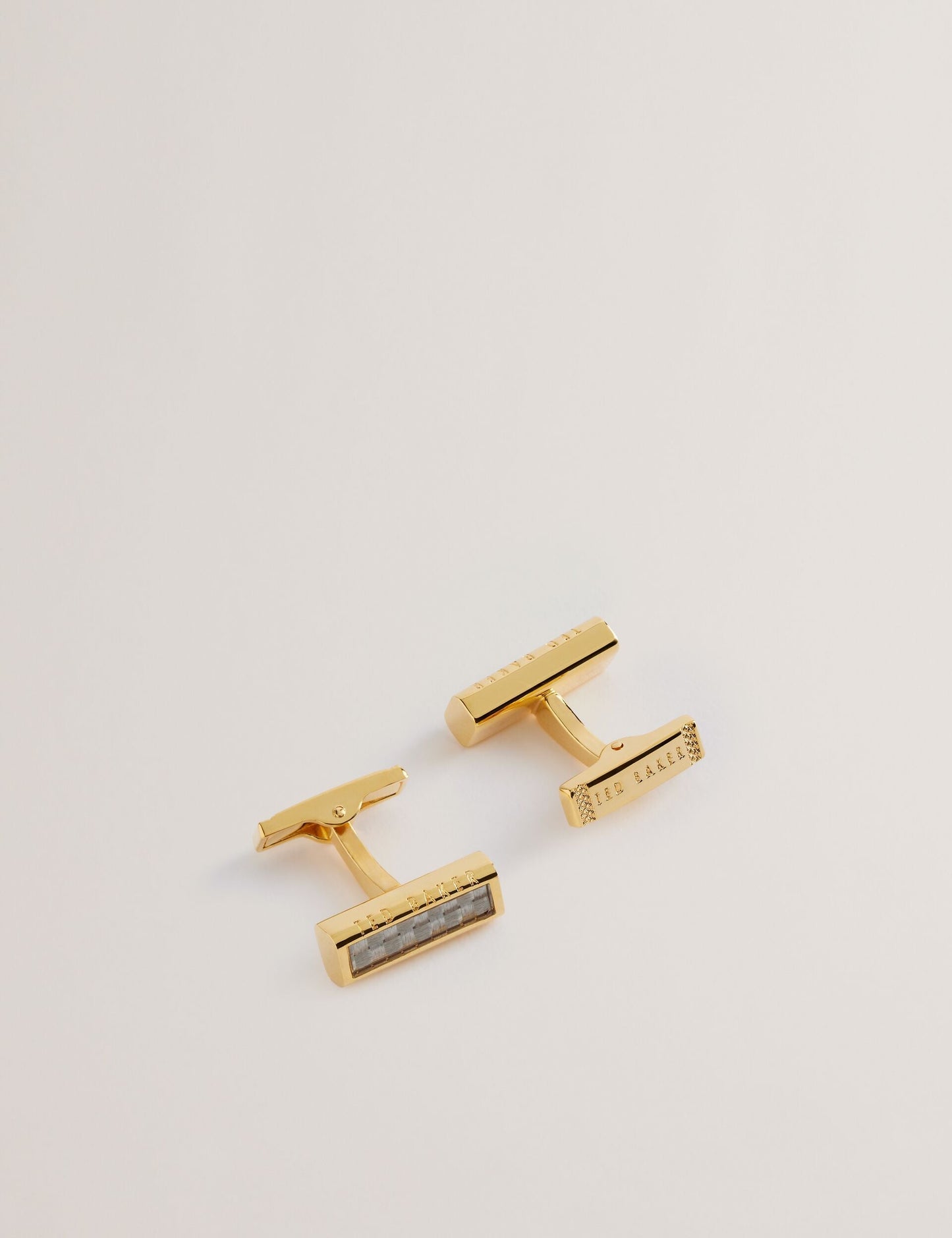Ted Baker CARBIE - Carbon Fibre Bar Metal Cufflinks GOLD