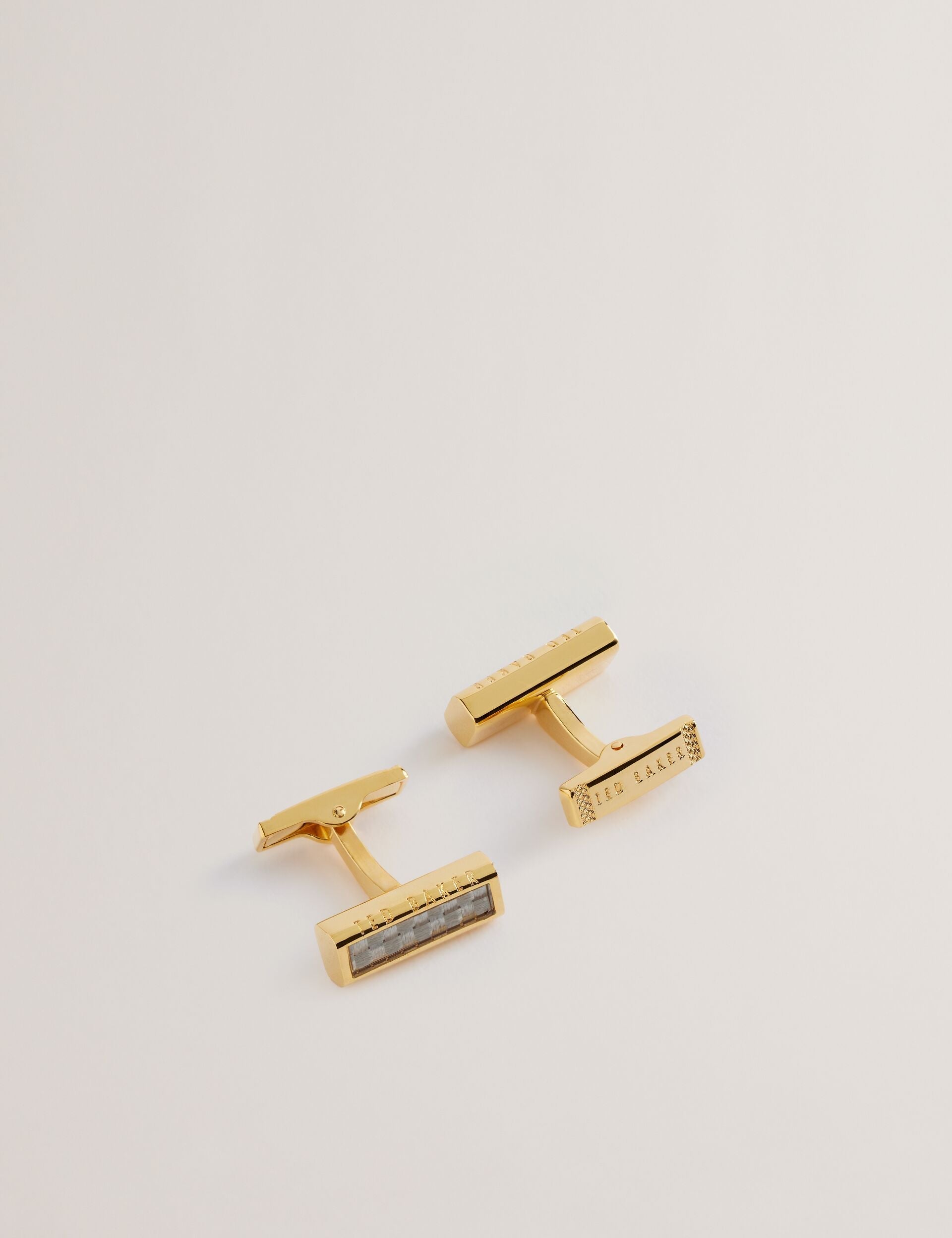Ted Baker CARBIE - Carbon Fibre Bar Metal Cufflinks GOLD