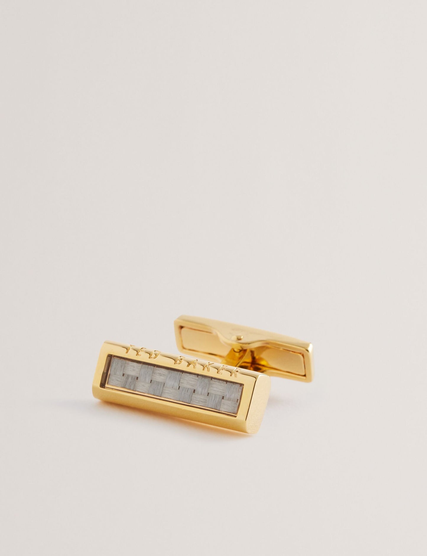 Ted Baker CARBIE - Carbon Fibre Bar Metal Cufflinks GOLD
