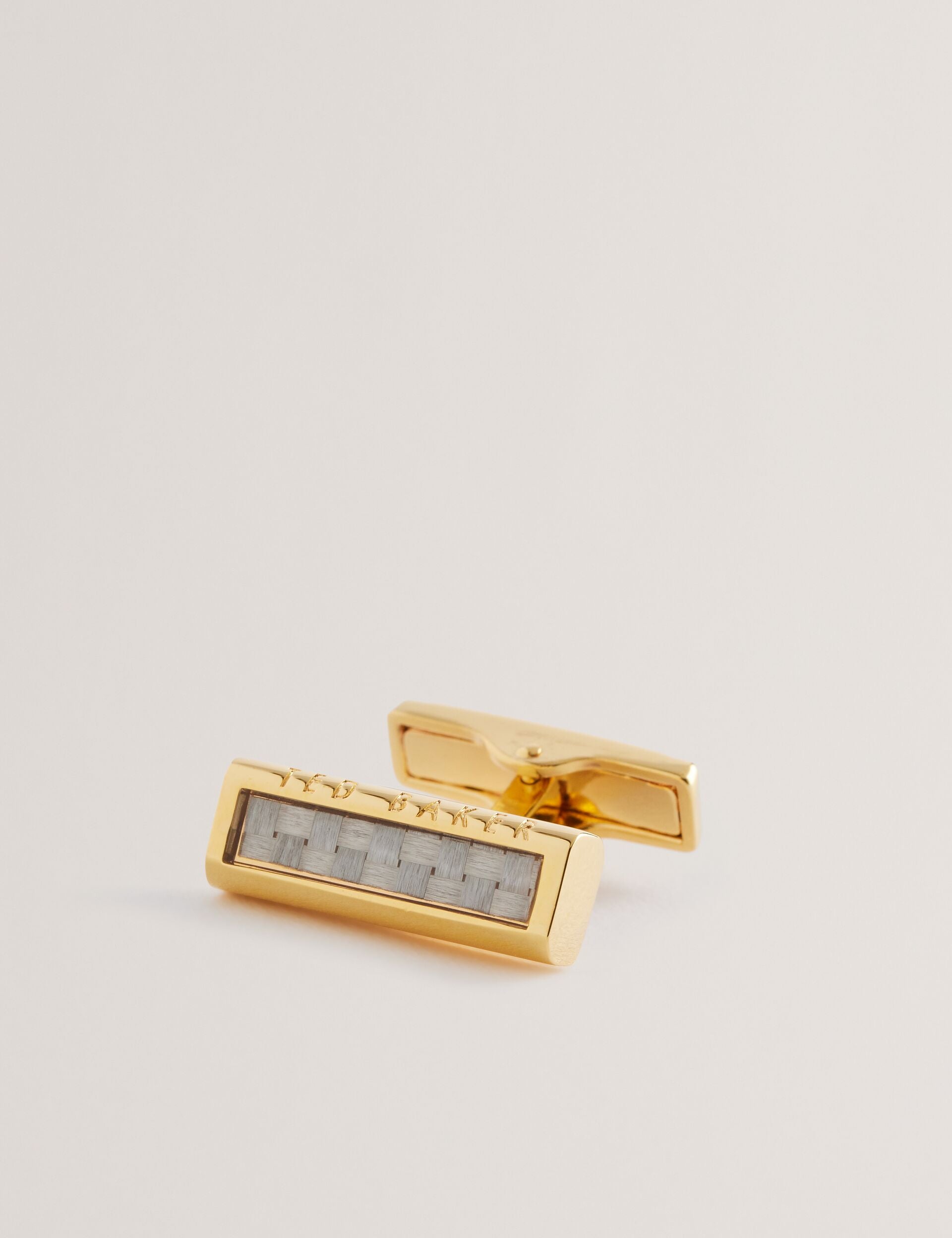 Ted Baker CARBIE - Carbon Fibre Bar Metal Cufflinks GOLD