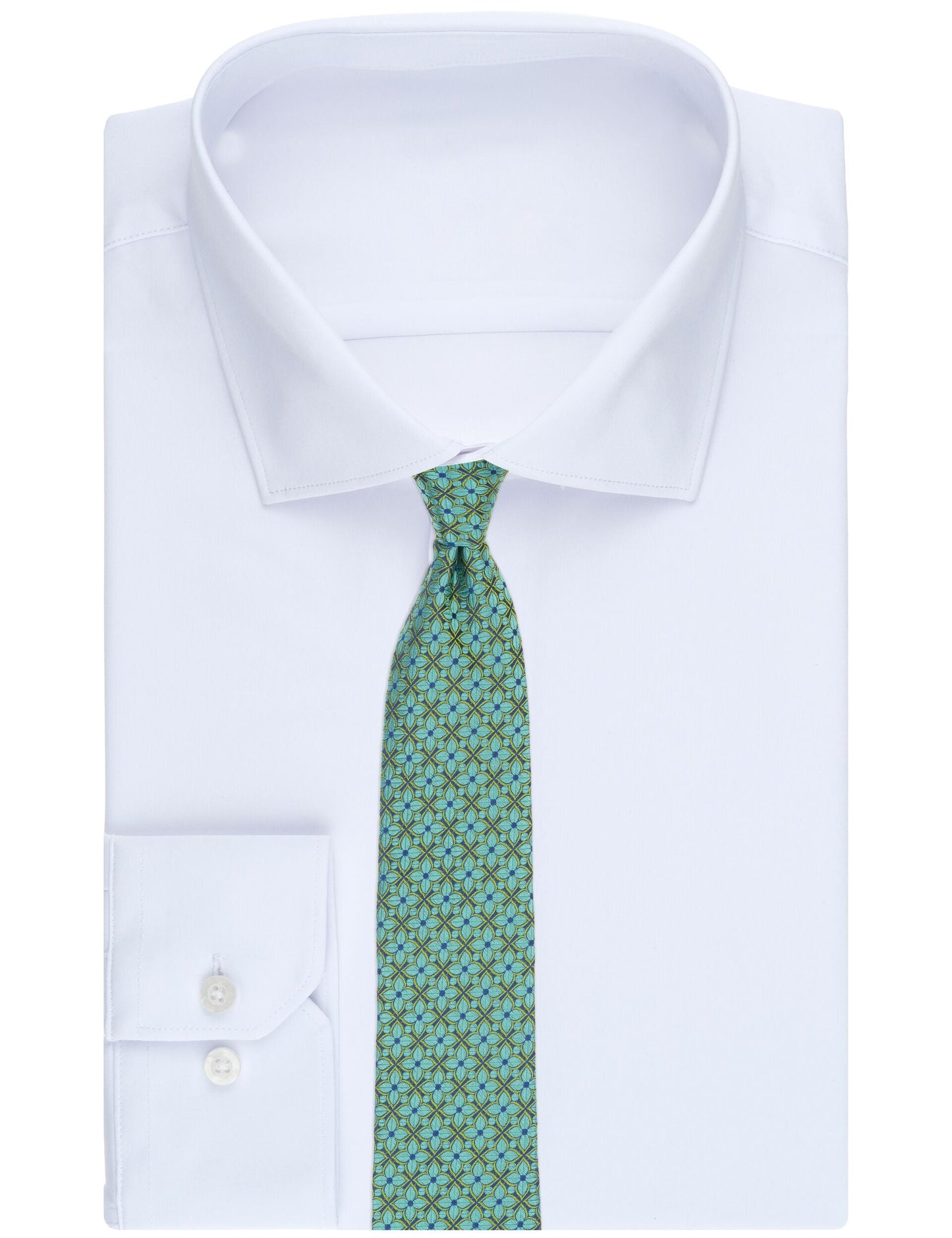 Ted Baker WRIGHTT Floral Tile Print Silk Tie MID GREEN