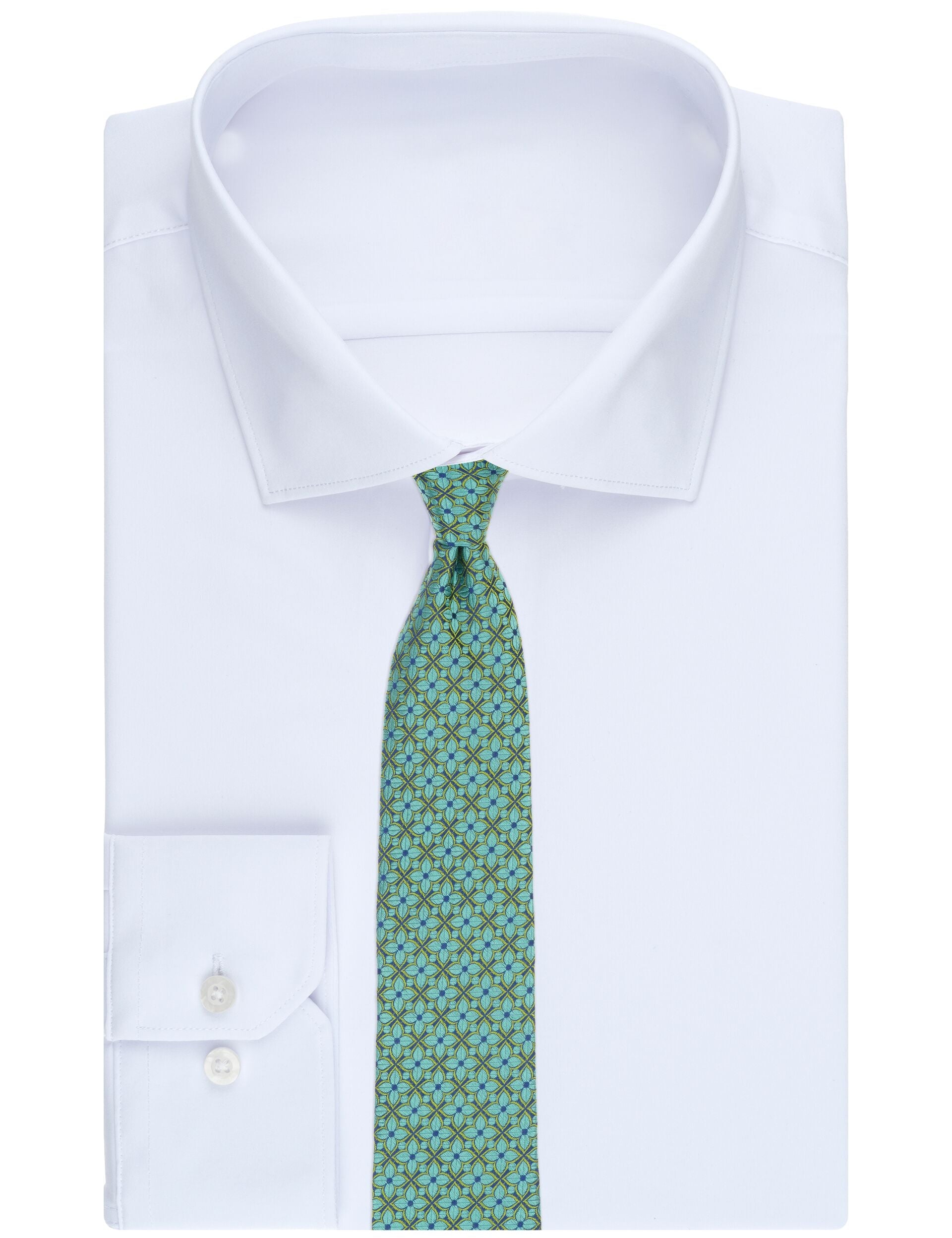 Ted Baker WRIGHTT Floral Tile Print Silk Tie MID GREEN