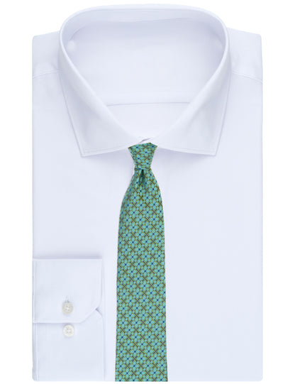 Ted Baker WRIGHTT Floral Tile Print Silk Tie MID GREEN
