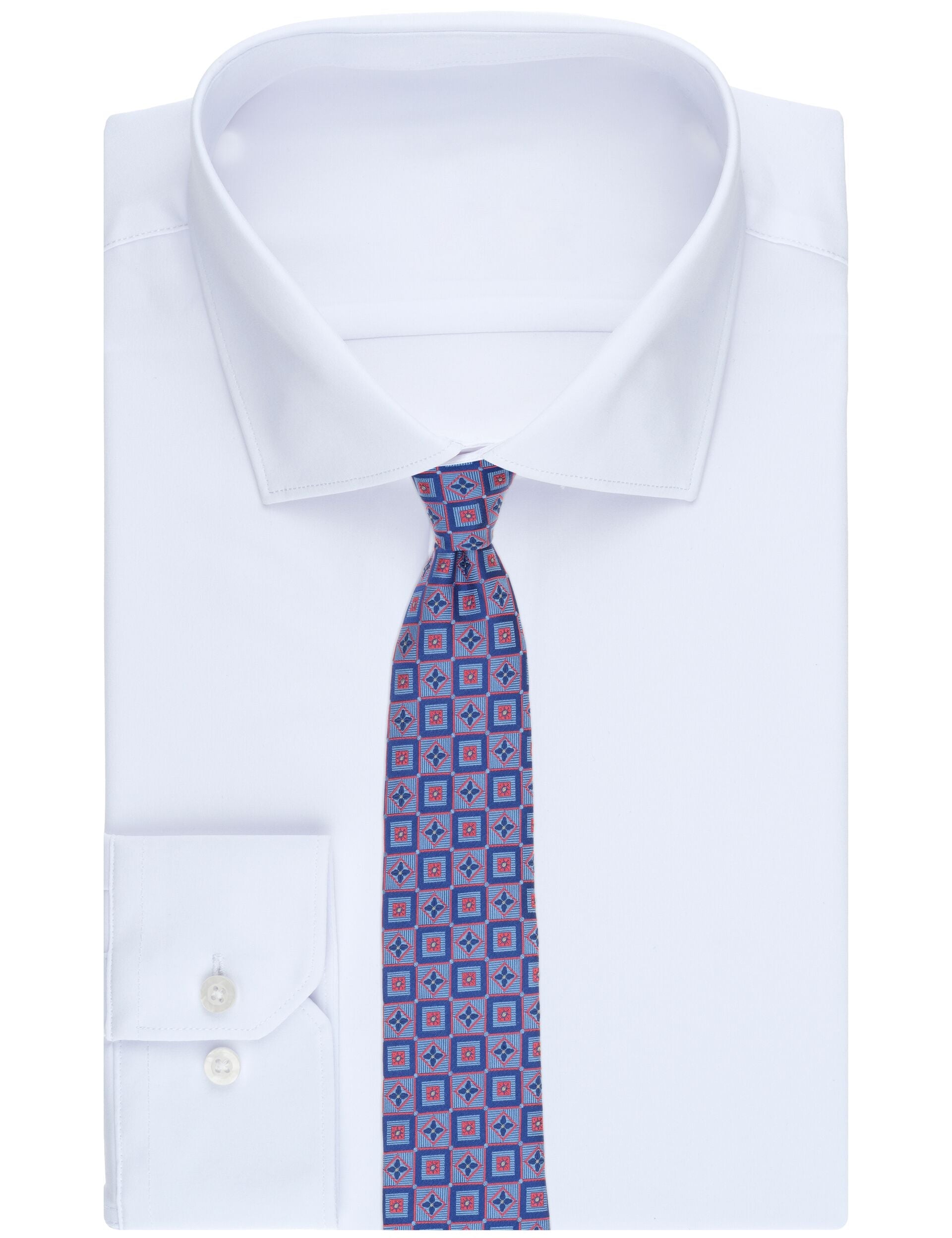 Ted Baker WINKLY Geometric Tile Print Silk Tie BLUE