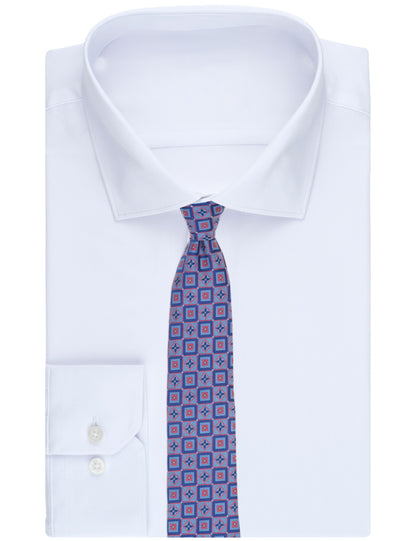 Ted Baker WINKLY Geometric Tile Print Silk Tie BLUE