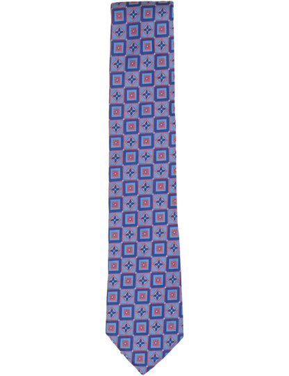 Ted Baker WINKLY Geometric Tile Print Silk Tie BLUE