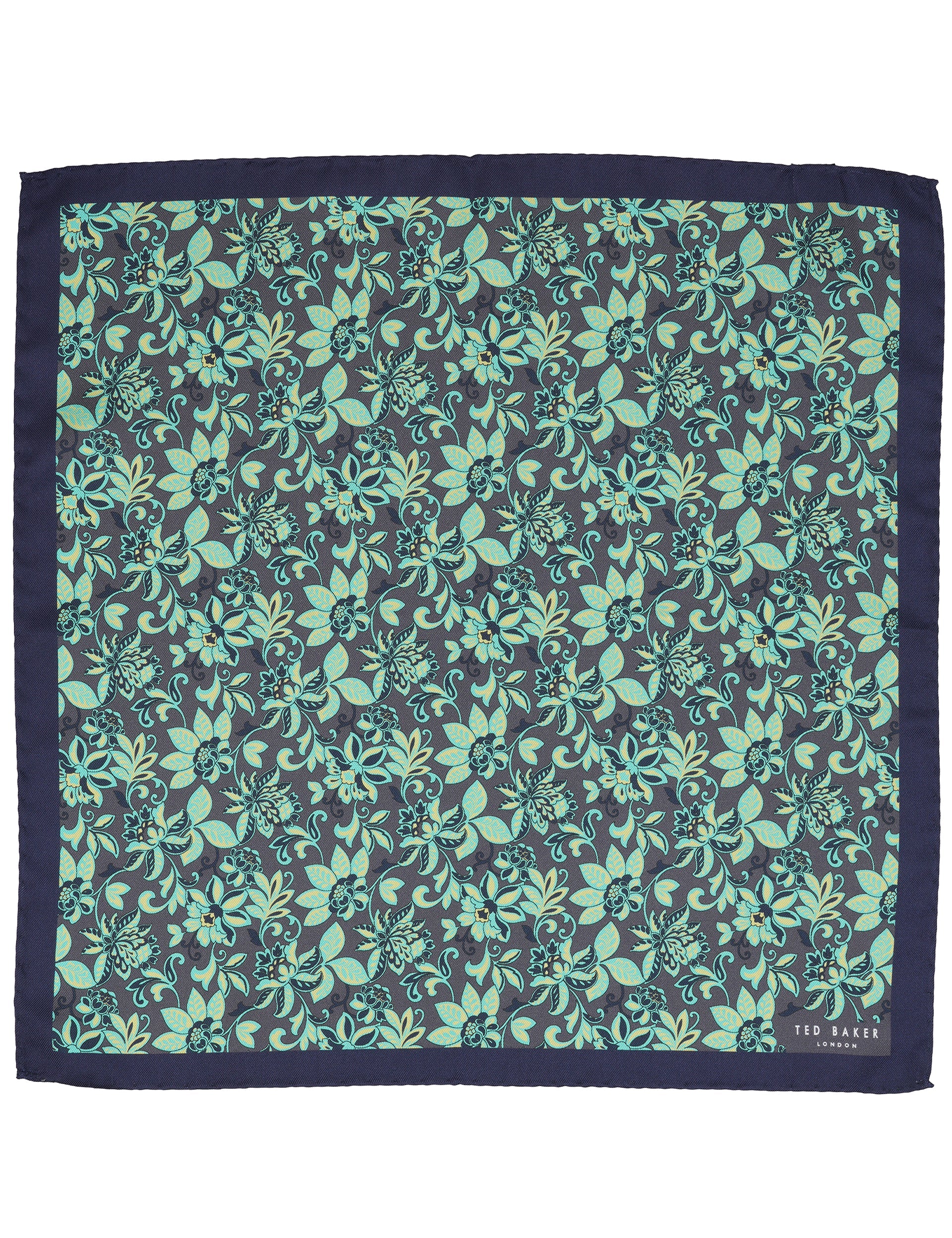 Ted Baker YORKPS Scrolling Floral Satin Pocket Square CHARCOAL