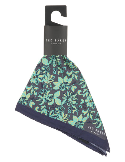 Ted Baker YORKPS Scrolling Floral Satin Pocket Square CHARCOAL