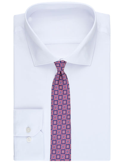 Ted Baker WINKLY Geometric Tile Print Silk Tie DUSKY PINK