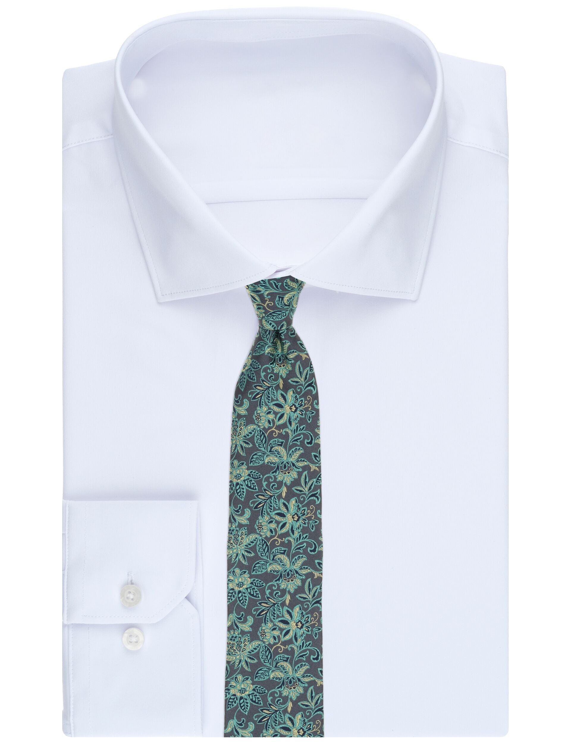 Ted Baker YORKT Scrolling Floral Satin Tie CHARCOAL