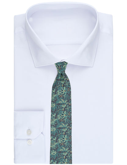 Ted Baker YORKT Scrolling Floral Satin Tie CHARCOAL