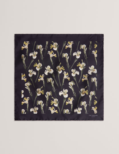 Ted Baker FRINTOP - Orchid Floral Print Silk Pocket Square BLACK