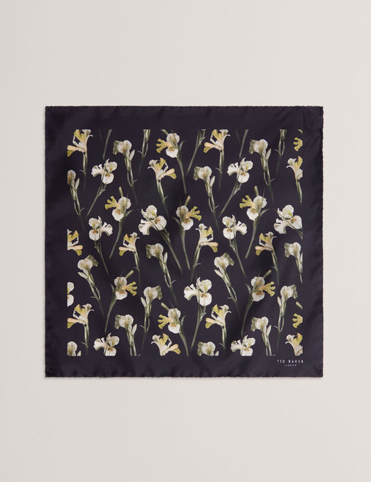 Ted Baker FRINTOP - Orchid Floral Print Silk Pocket Square BLACK