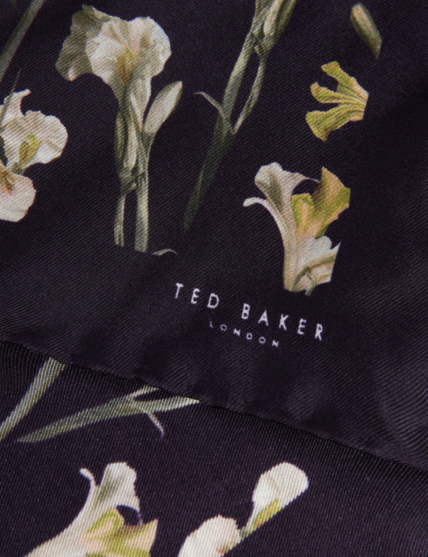 Ted Baker FRINTOP - Orchid Floral Print Silk Pocket Square BLACK