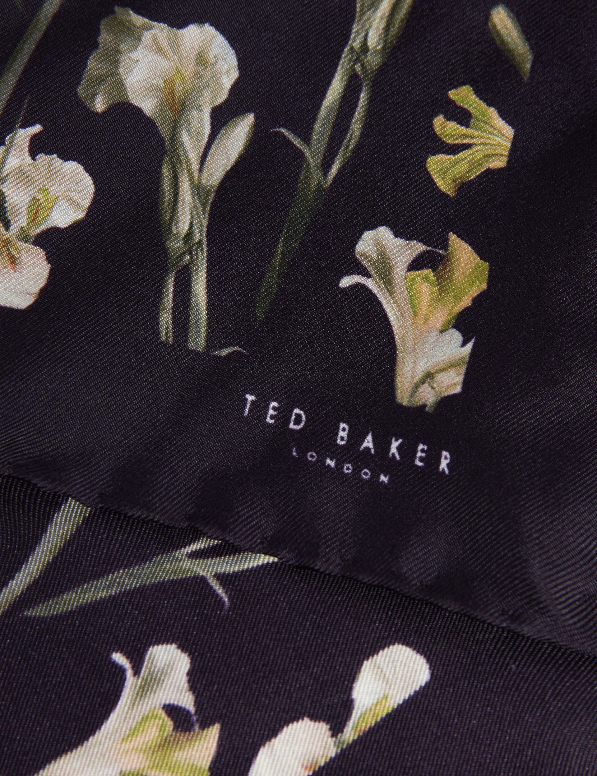 Ted Baker FRINTOP - Orchid Floral Print Silk Pocket Square BLACK