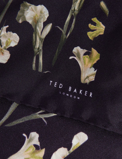 Ted Baker FRINTOP - Orchid Floral Print Silk Pocket Square BLACK