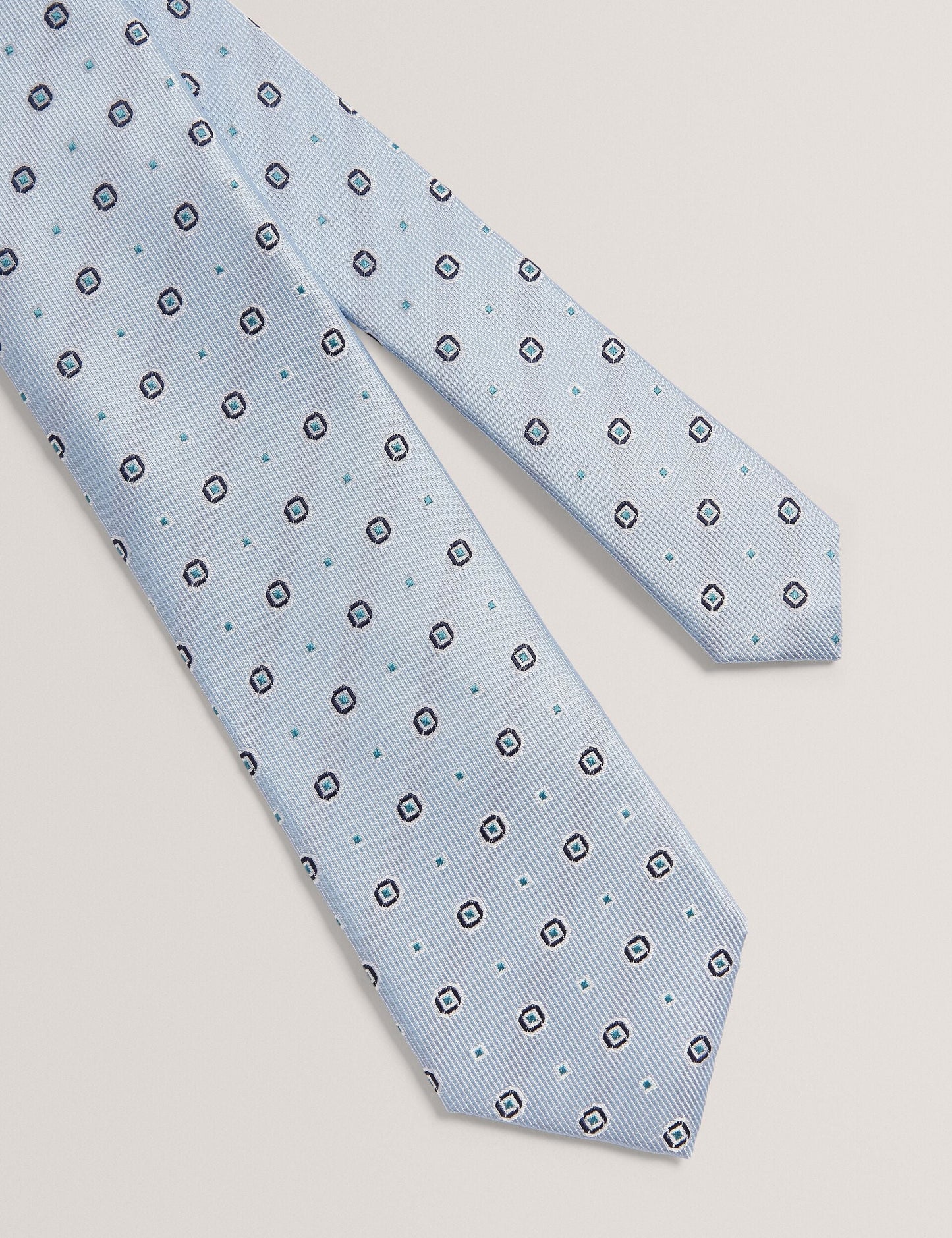 Ted Baker STEEPLE - Circle Geometric Print Silk Tie LIGHT BLUE