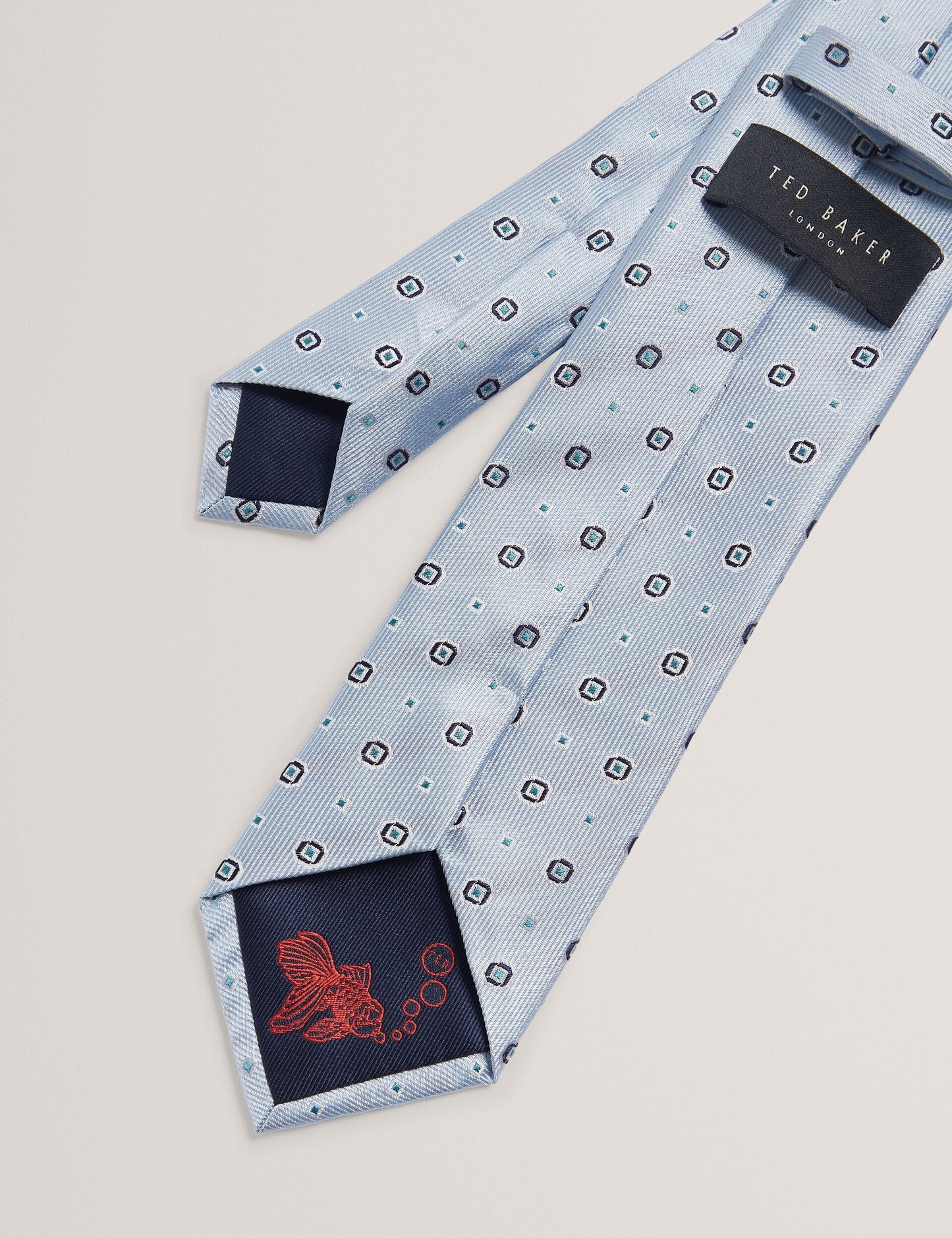 Ted Baker STEEPLE - Circle Geometric Print Silk Tie LIGHT BLUE